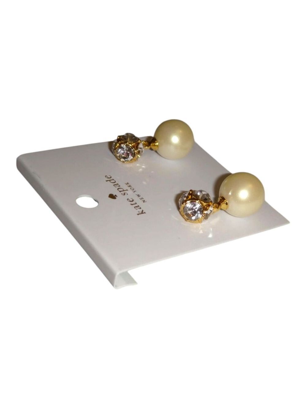 Kate Spade Lady Marmalade Drop Earrings Cream Pearl Crystals Gold Tone NWT 2310 - Picture 5 of 8